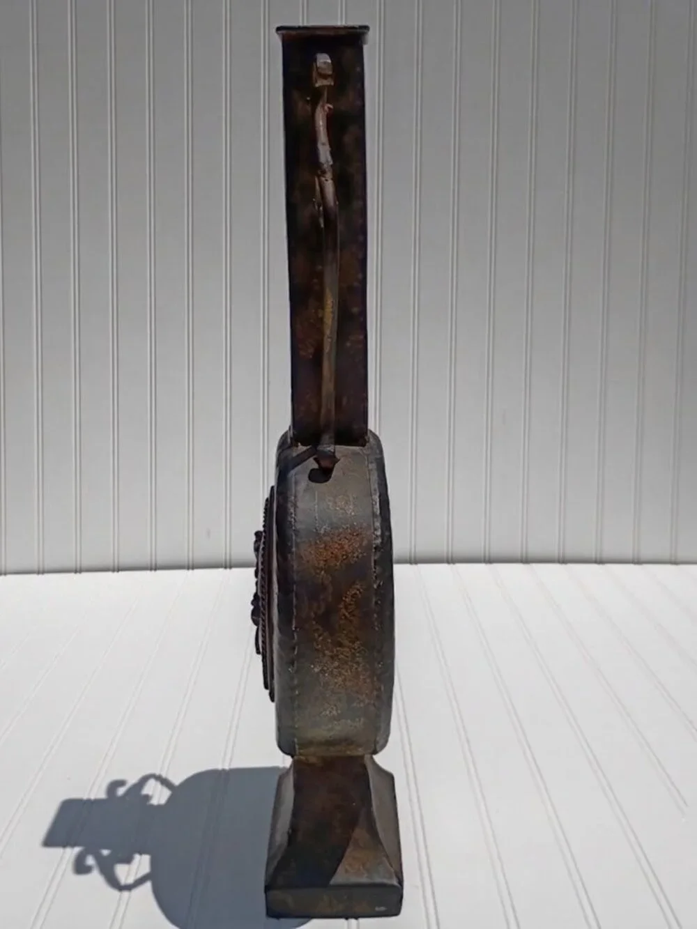 Tuscan Style Metal Vase Hand Forged Wrought Iron Bronze Finish Rustic Handles